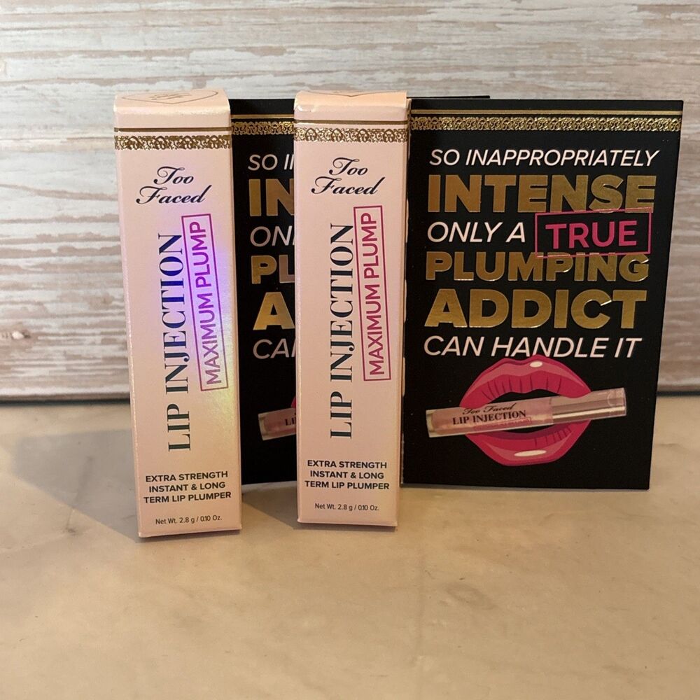 2 Lip Injection Maximum Plump Extra Strength Lip Plumper .10oz Travel Size NEW